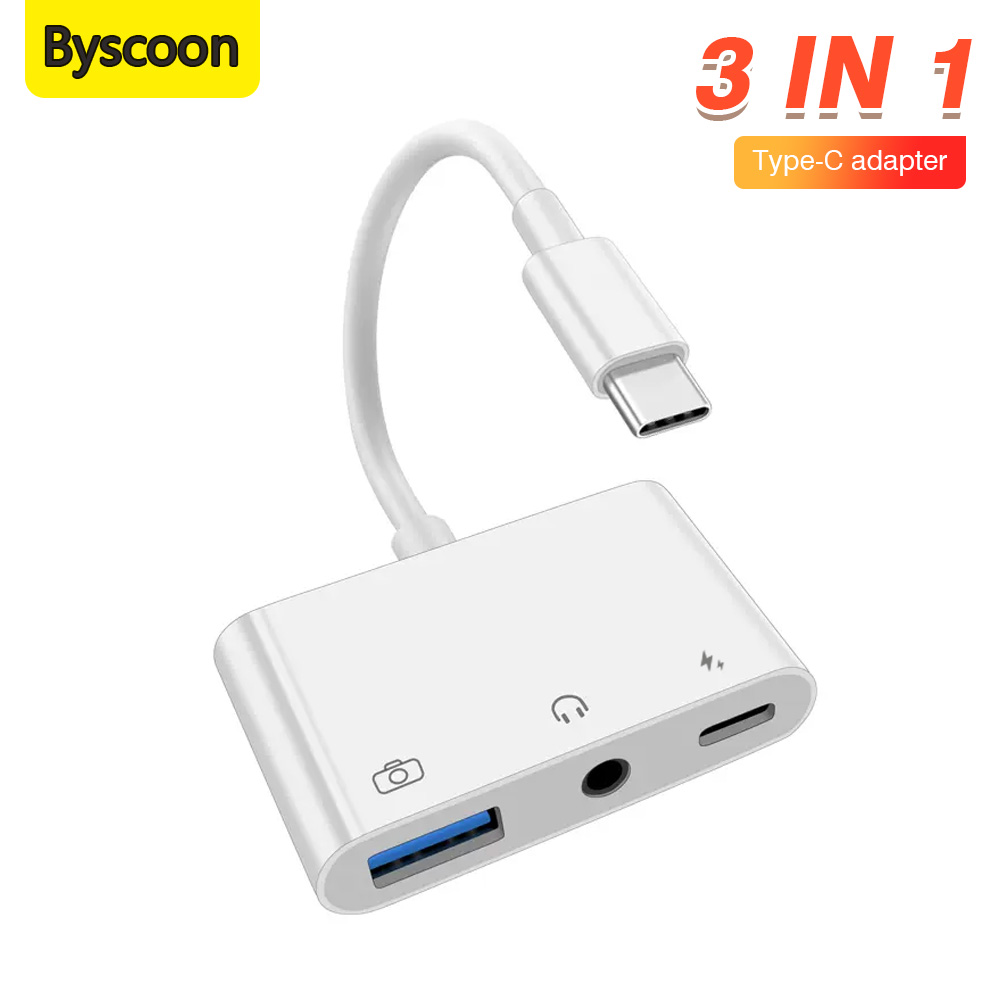 Earphone Splitter Jack - Аудиоадаптер 3-в-1 Type-C на 3,5 мм