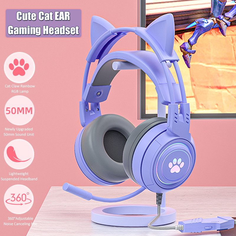 Gaming Headset Rgb - Симпатичные игровые наушники с кошачьими ушками