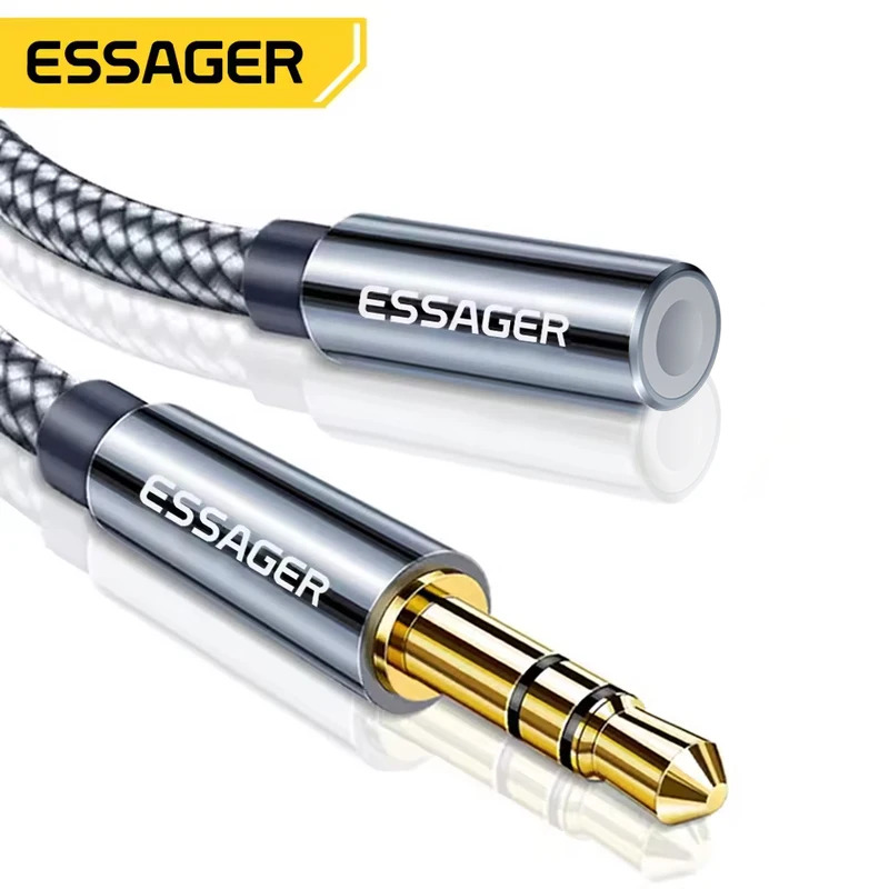 Earphone Splitter Jack - Кабель-удлинитель Essager 3,5 мм для аудиоустройств,