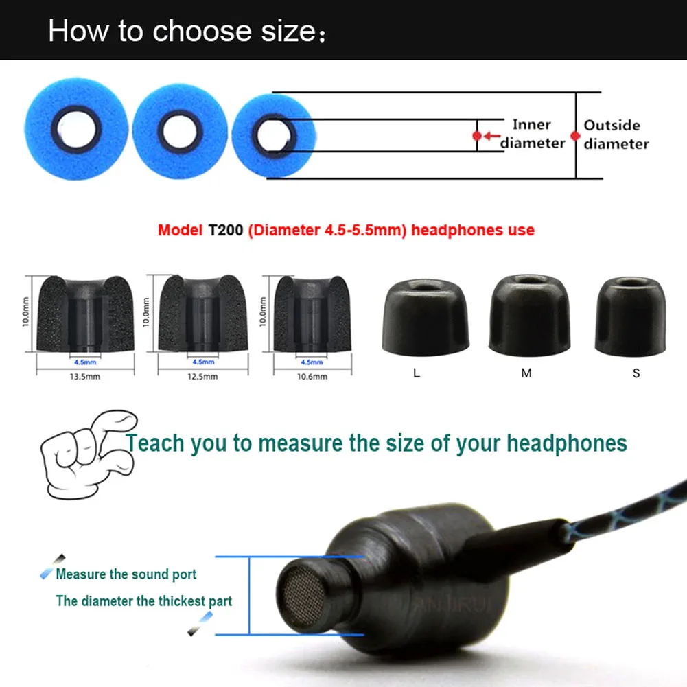 12 пар амбушюр ANJIRUI из пены – обзор и цена Earphone Foam Tip