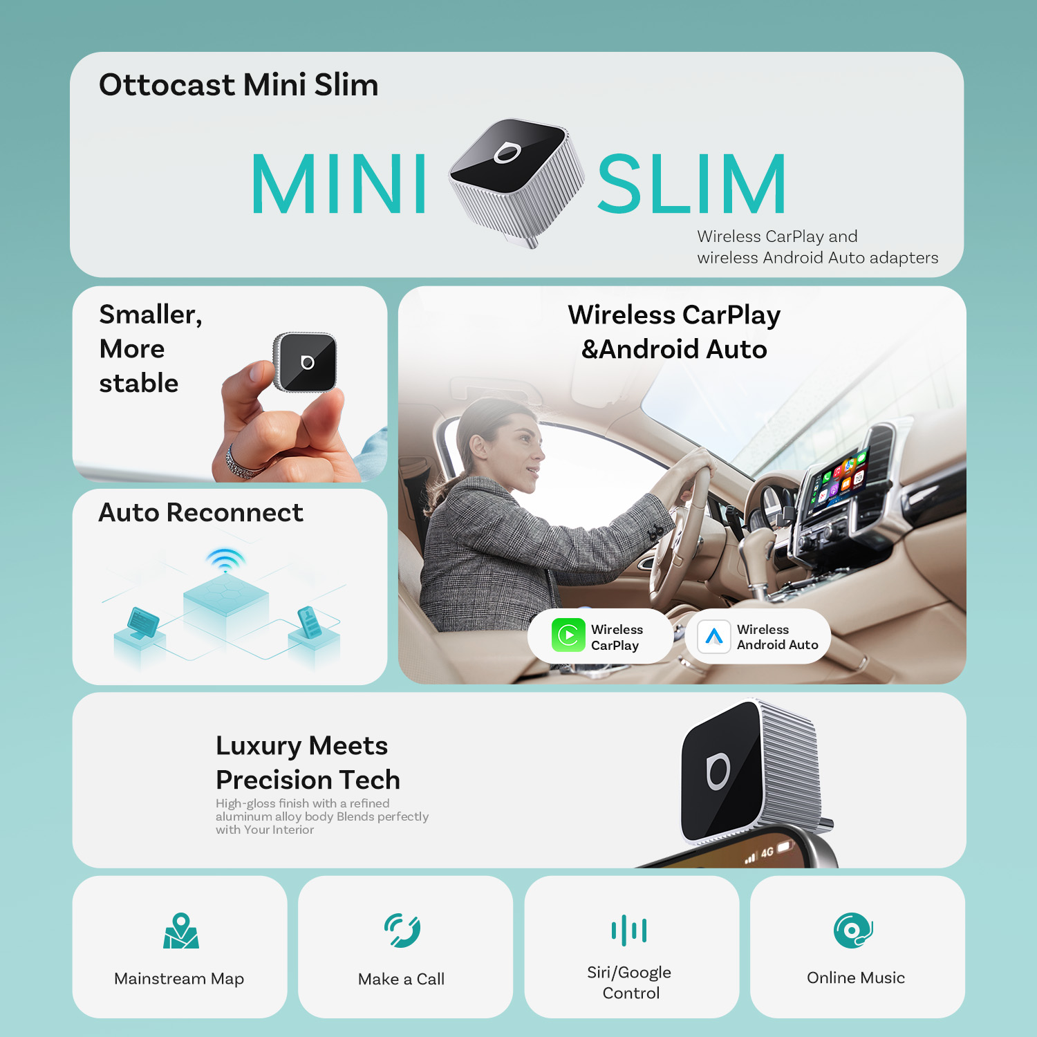 Ottocast Mini Slim Wireless Ca – обзор и цена Bluetooth Adapter Receiver
